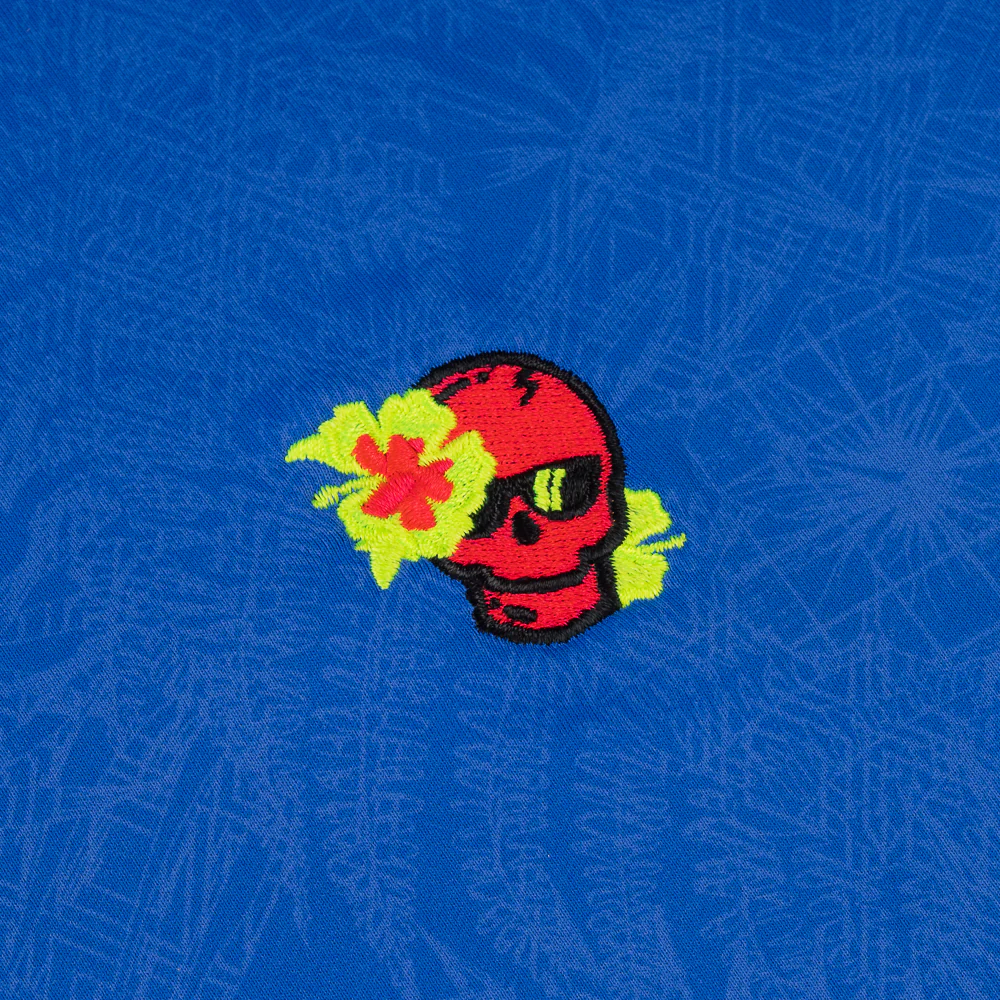 Blue Hibiscus Skull 1/4 Zip Pullover - Image 2