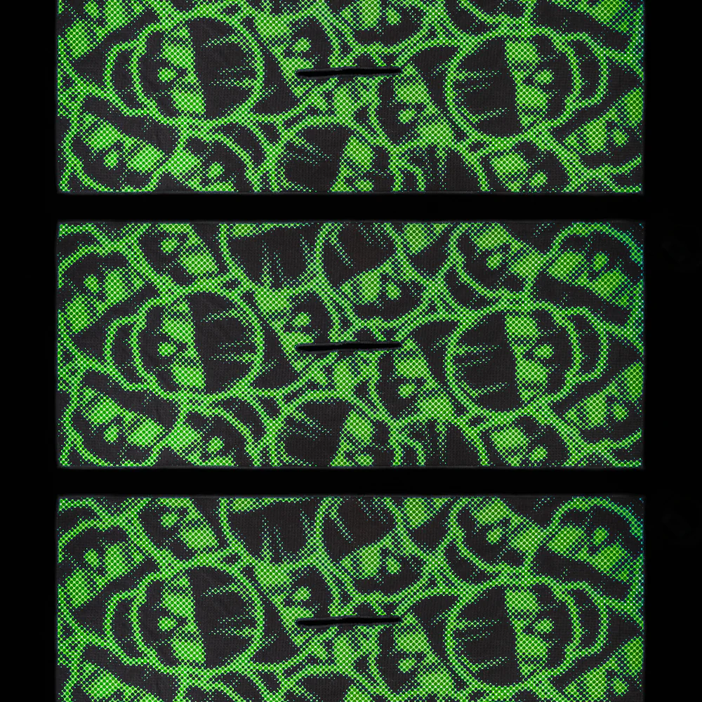 Green Halftone Stacked Dripping Skulls Towel