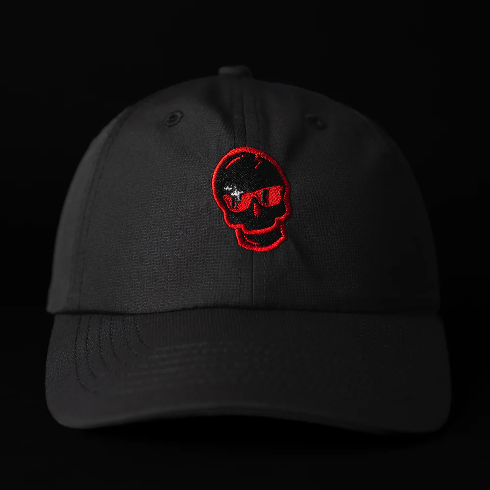Red Sparkle Skull Black Hat - Image 2