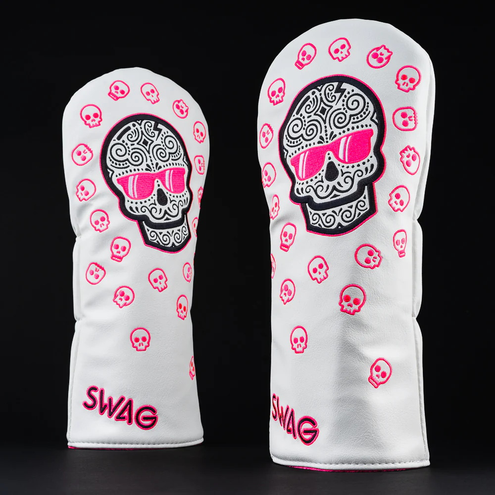 Sugar Skull White & Pink Driver Cover